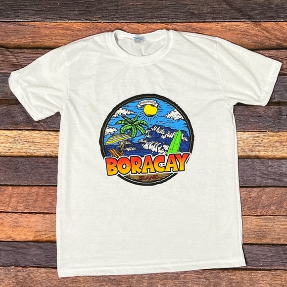 Boracay Philippines Y2K White Travel Tourism Destination Tshirt Crewneck - Picture 1 of 3